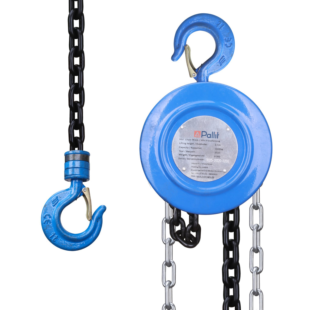 Produktbild von Handkettenzug 1000 Kg – 3 M Hubhöhe – Mit 360° Drehbarem Haken – Robustes Stahl-Design – Manuell